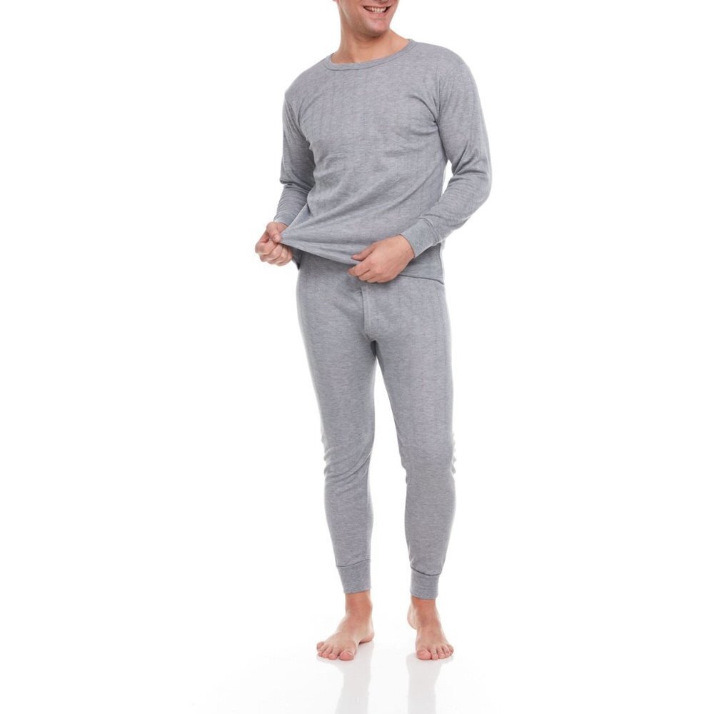 Men Thermal Long Johns 100% Cotton Fleece Warm Winter Baselayer Set 2-PAIRS NEW - Picture 7 of 7